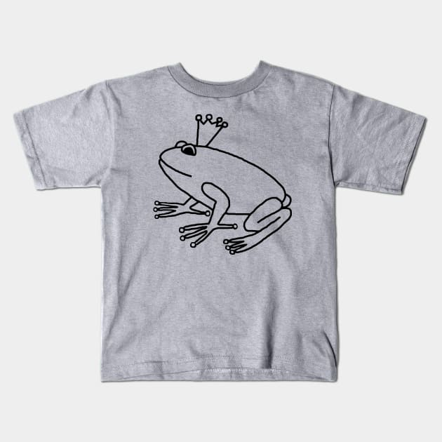 Frog Prince Minimal Line Drawing Kids T-Shirt by ellenhenryart